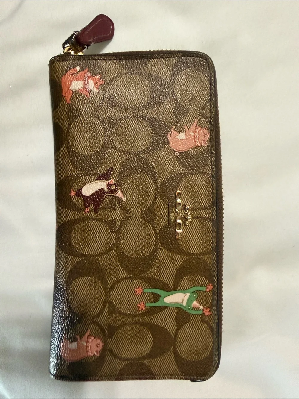 Coach Signature Party Animals Accordion Zip Wallet